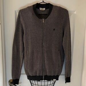 Brooksfield Torino 1971 Men Grey Cotton Full Zip Bomber Cardigan Sweater S Italy